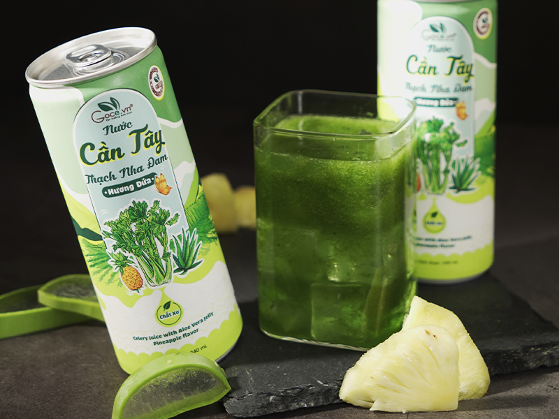 Goce Celery Juice With Aloe Vera Jelly Pineapple Flavor - Natural, Fresh and Cooling